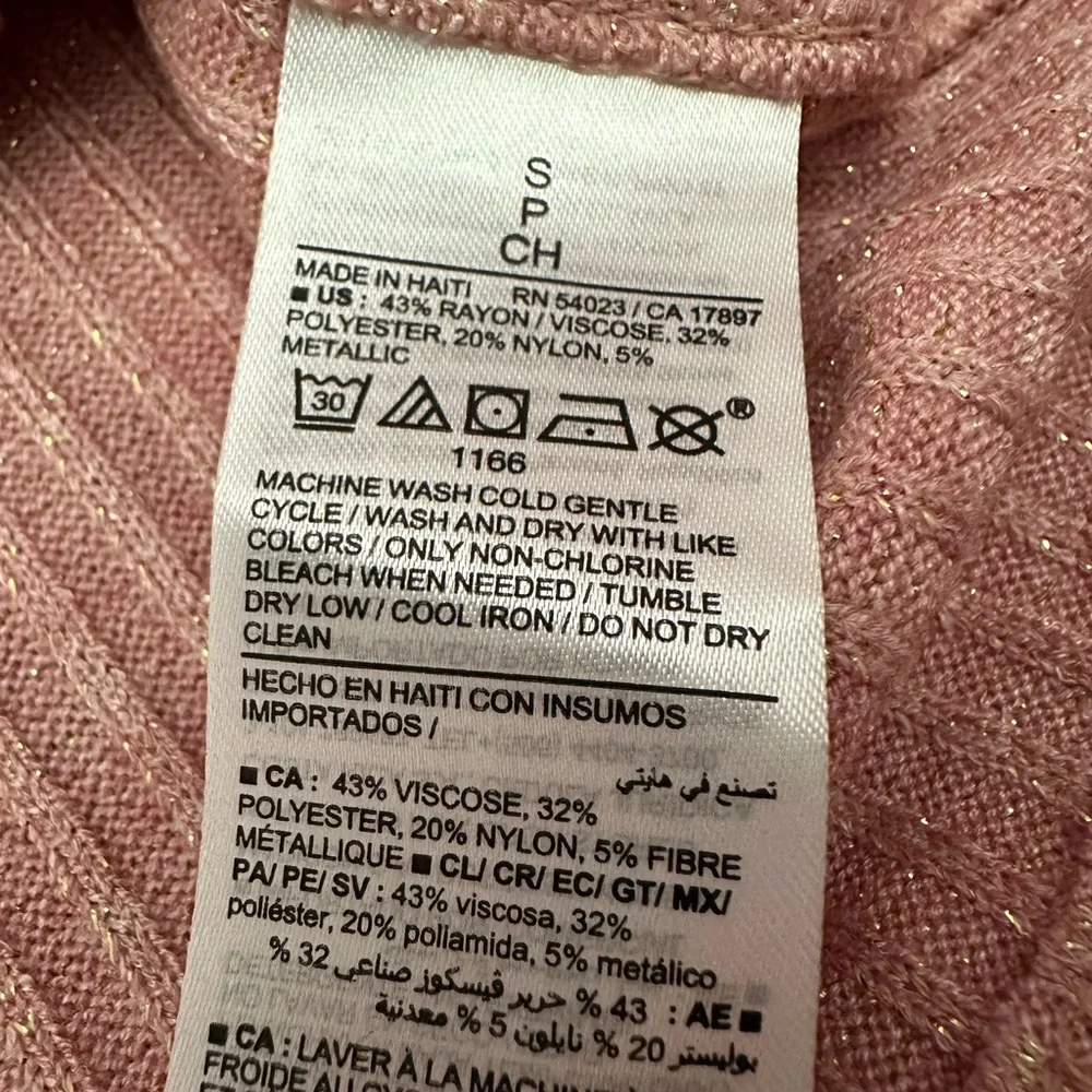 Old Navy Long Sleeve Rib-Knit Metallic T-shirt Top in Woodrose Pink Size Small - Picture 10 of 14